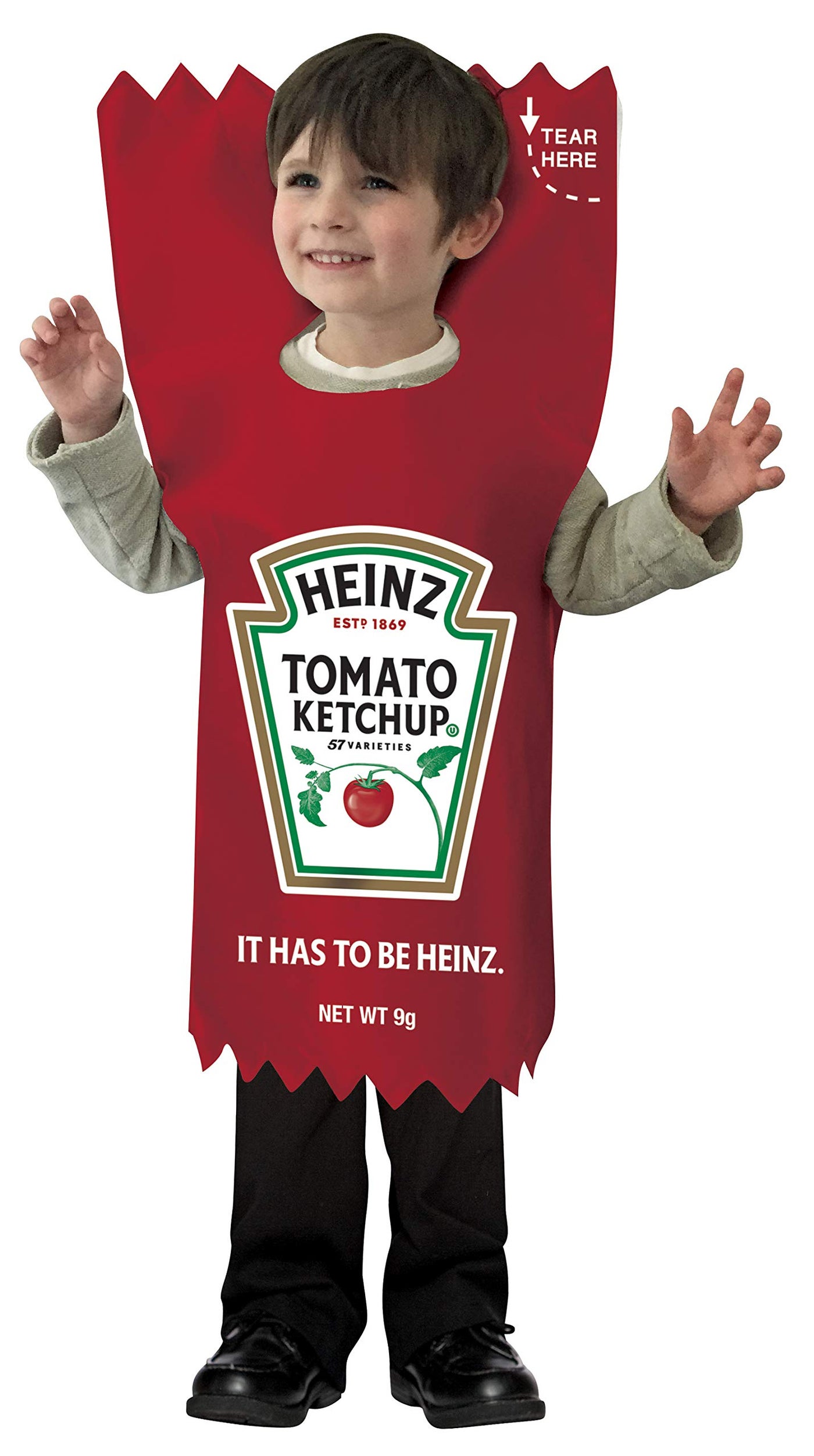 Rasta Imposta Kraft Heinz Tomato Ketchup Packet Costume Kids Dress Up Food Cosplay Party Halloween Costumes, Child Size 3-4